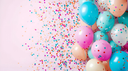 birthday or anniversary balloons with copy space, generative ai