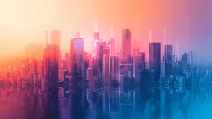 Fototapeta na wymiar Abstract city building skyline metropolitan area, generative ai