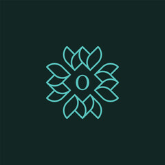 Initial letter O floral ornamental border frame logo