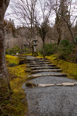 Japanese garden of Sanzen-in temple in Kyoto, Japan in winter season