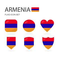 Armenia 3d flag icons of 6 shapes all isolated on white background.