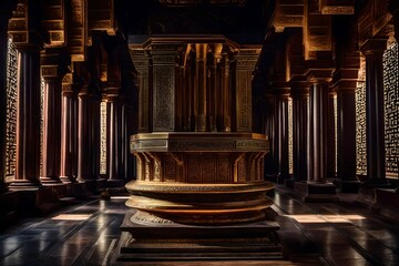 A beautiful antique pedestal with elaborate carvings.