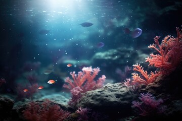 Fototapeta na wymiar Whimsical Wonderland: Coral with whimsical sea creatures.