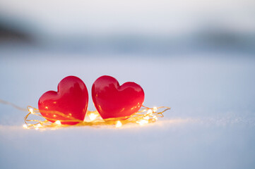 Fototapeta premium heart on snow