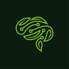 Minimalist Brain Nature Logo