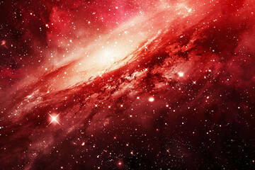 Ethereal Red Galactic Dust Cloud in Deep Space