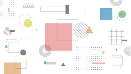 Modern Abstract Background with Retro Memphis Elements and Pastel Color