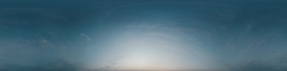 Neon green sky panorama with Cirrus clouds. Seamless hdr 360 degree pano in spherical...