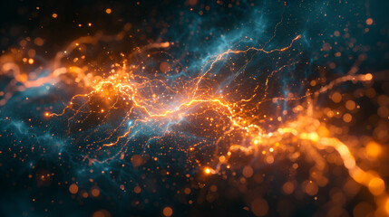 Fototapeta na wymiar Representation of the digital lightning network of the bitcoin blockchain technology. generative ai