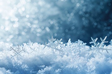 Winter background with icy snowflakes.