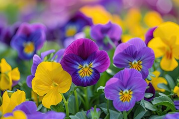 Pansies in the flower bed