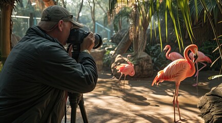 Professional photography while shooting in zoo - obrazy, fototapety, plakaty