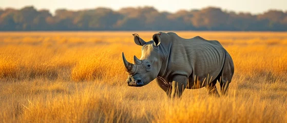  In the savanah, a lone rhino © tongpatong