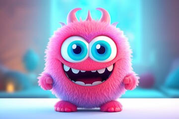 3D cartoon colorful stuffed little monster, cute monster doll for children, children's book，funny cartoon monster