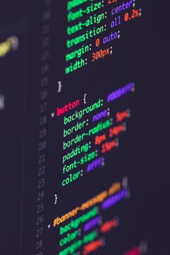 Developer screen with colored website programming code