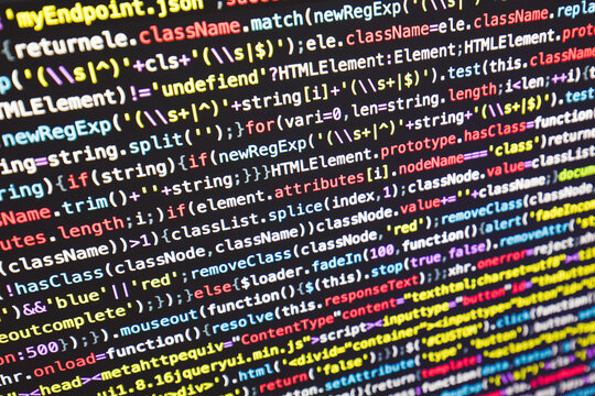 Developer screen with colored website programming code