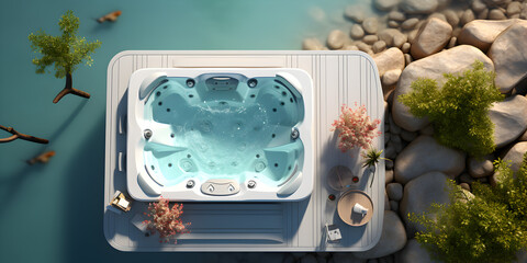 Luxury bathtub with flowers in spa