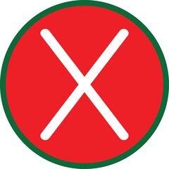 Obraz premium White Cross check mark icon in Red circle. Isolated on a white background.