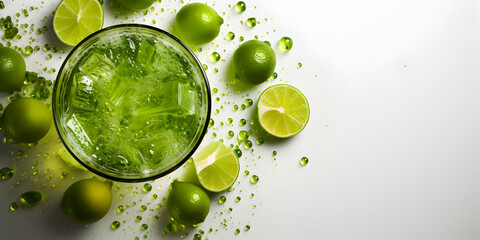 Green drink in glass isolated on white background