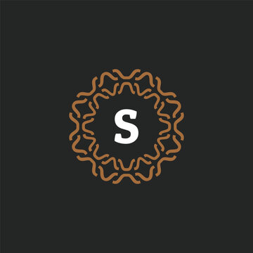 Initial letter S ornamental border circle frame logo
