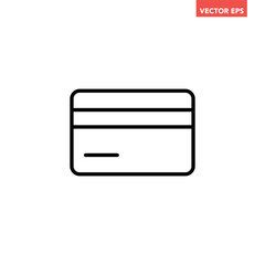 Black single premium credit card icon, simple financial transaction flat design infographic pictogram vector, for app logo web button ui ux interface elements isolated on white background