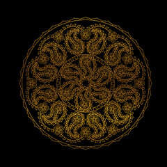 mandala , golden mandala design pattern on black background
