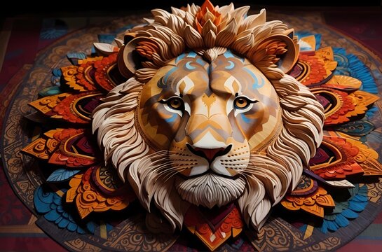 lion head,
traditional,
Mandala art,
art.