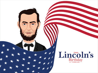 Vector illustration Abraham Lincoln’s Birthday National holiday in the United States Editable post banner template
