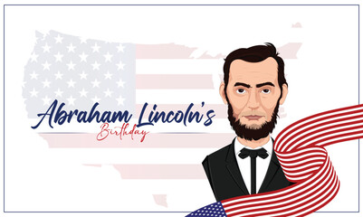 Vector illustration Abraham Lincoln’s Birthday National holiday in the United States Editable post banner template