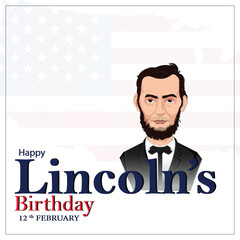 Vector illustration Abraham Lincoln’s Birthday National holiday in the United States Editable post banner template