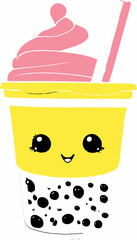 Illustration design Of Image Cartoon Bubble tea 