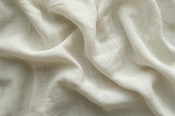 Texture of a light-colored textile fabric with wrinkles. woven fabric background