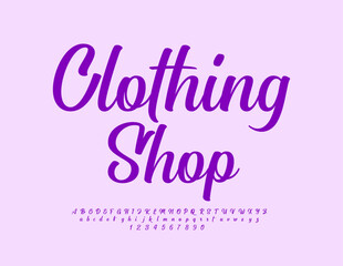 Vector elegant badge Fashion Shop with Stylish Cursive Font. Modern Unique Alphabet Letters and Numbers.