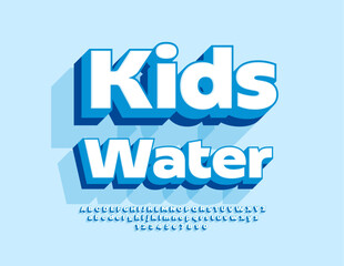 Vector creative logotype Kids Water. Modern 3D Font. Artistic Alphabet Letters and Numbers set.