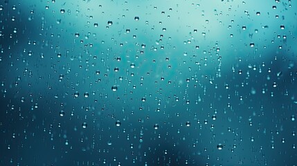 Macro Dew Drop on Window s in Blue, Closeup Rain Wallpaper, Color Water Droplets Backdrop, Wet...