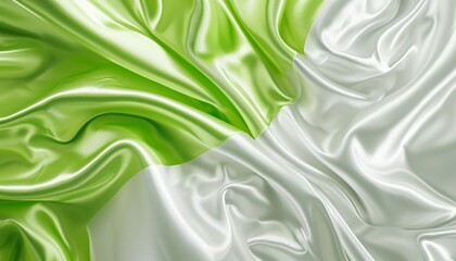 green satin background, silk background, white lime silver abstract fabric background, Ai Generate 