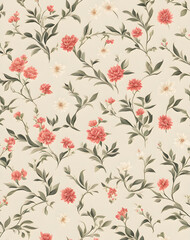 mini-rose-floral-pattern-watercolor-illustration-in-a-minimalist-vintage-oriental-style-wallpaper