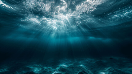 Fototapeta na wymiar Ethereal Light Rays in the Deep Blue Ocean