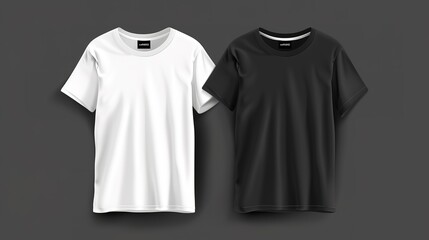 Black and White mens t-shirt template realistic mockup ,  generative ai