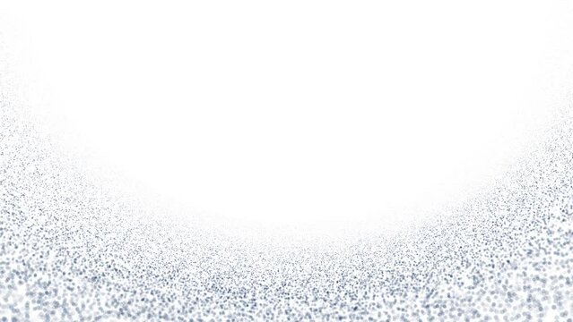 Abstract small blue dot particles loop slow motion on white background.
