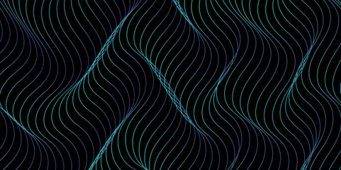 Abstract creative blue gradient colors in Dark background. Dynamic Wave lines with digital wireframe wave. curve flowing design. Concept of technology, digital, communication, science.	
