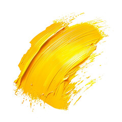 Yellow color brushstroke, isolated PNG object