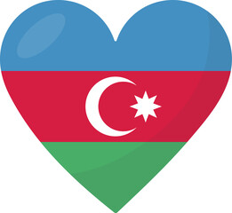 Azerbaijan flag heart 3D style.
