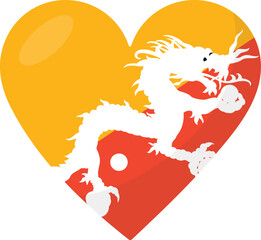 Bhutan flag heart 3D style.