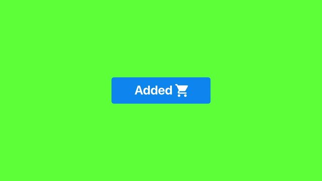 4K motion graphics animation of add to cart button on chroma key green screen background.
