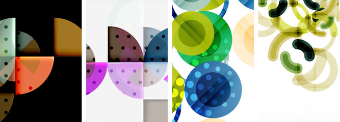 Charming geometric abstract posters. Mesmerizing set of circles, each design a harmonious blend of form and color. Elevate your design with modern, visually striking art