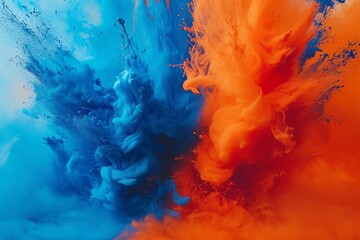 Experience the vibrant encounter of blue and orange in this captivating image, showcasing the...