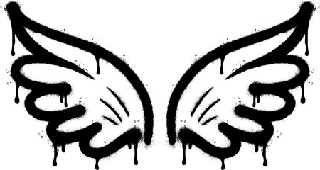 Spray Painted Graffiti wings Sprayed isolated with a white background.