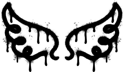 Spray Painted Graffiti wings Sprayed isolated with a white background.