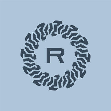  Modern and savvy circle emblem initials letter R logo.